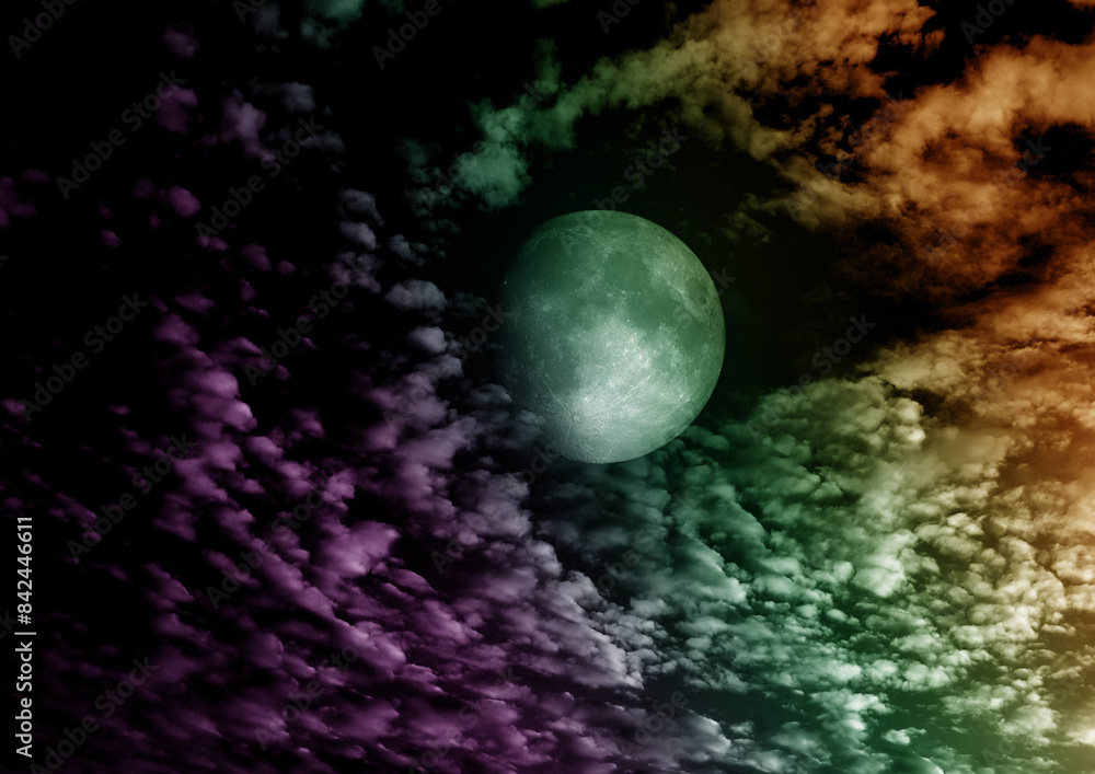 The moon in the night sky
