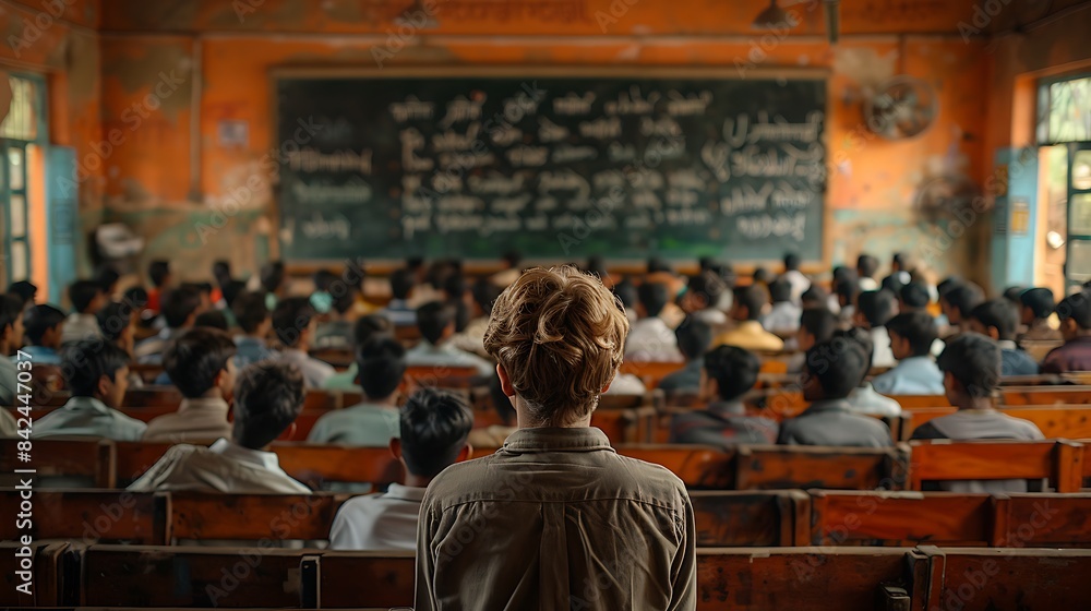Indian teenagers taking part a school debate in India