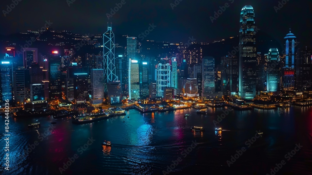 Aerial View of a Futuristic City with Illuminated Streets Aerial View of a Futuristic City with Illuminated Streets