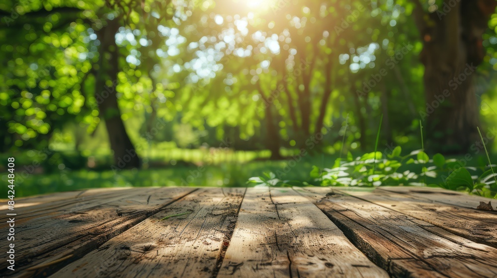 The backdrop for taking photos is a wooden floor. The background is a natural forest. The backdrop for taking photos is a wooden floor. The background is a natural forest.