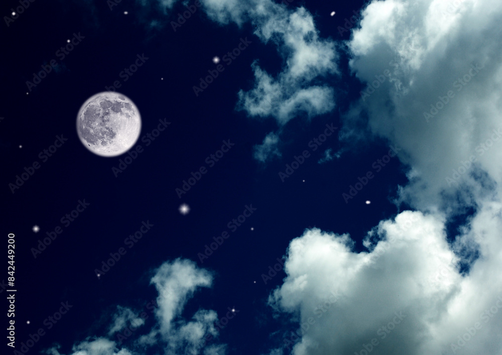 The moon in the night sky