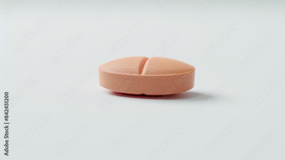 Close-Up of a Single Orange Tablet on a White Surface, Symbolizing Medication, Healthcare, and Treatment Close-Up of a Single Orange Tablet on a White Surface, Symbolizing Medication, Healthcare, and Treatment
