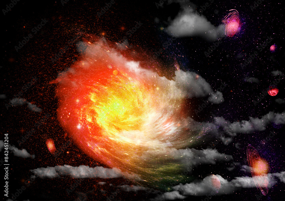 galaxy in a free space. 3D rendering