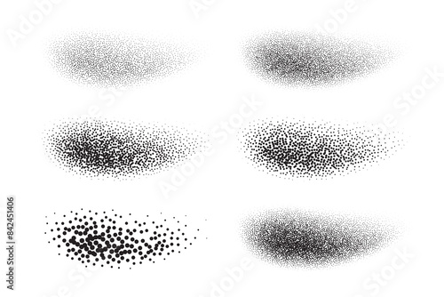 Dot background, round halftone texture elements, noise gradient dots pattern, half tone spray with copy space, spot fade vector illustration