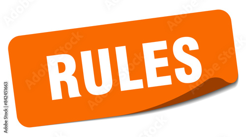 rules sticker. rules label