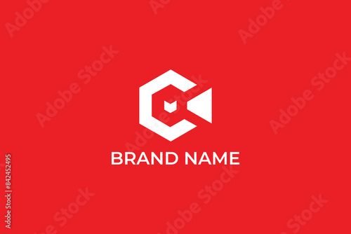 letter C abstract iconic logo, letter C media player logo, letter C production company logo, letter C and camera logo, letter C movie reel, letter C camera eye logo