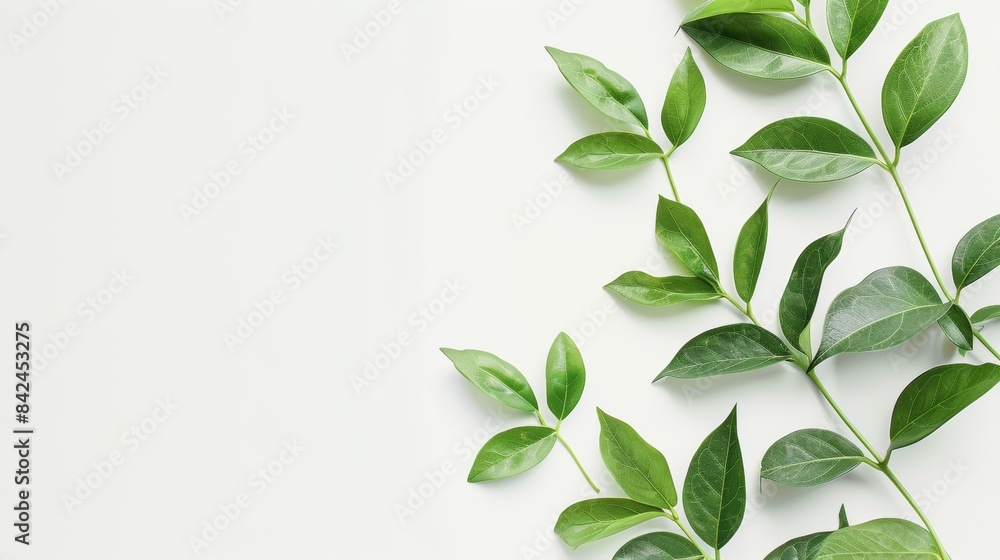 The minimalist and understated, showcasing the beauty of the green leaves against the white background The minimalist and understated, showcasing the beauty of the green leaves against the white background