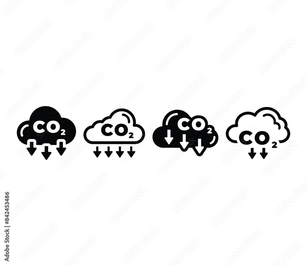 CO2 reduction icons symbol sign vector design black white illustration collections sets CO2 reduction icons symbol sign vector design black white illustration collections sets