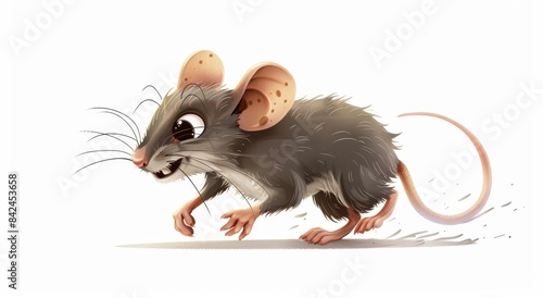 Cartoon modern illustration of a running pest mouse.