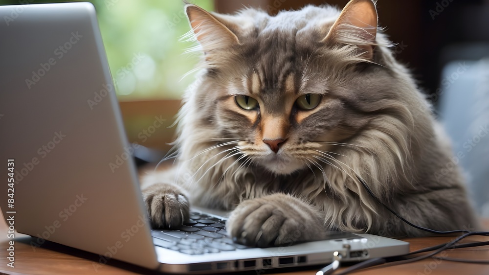 The most beautiful cat taping a laptop The most beautiful cat taping a laptop