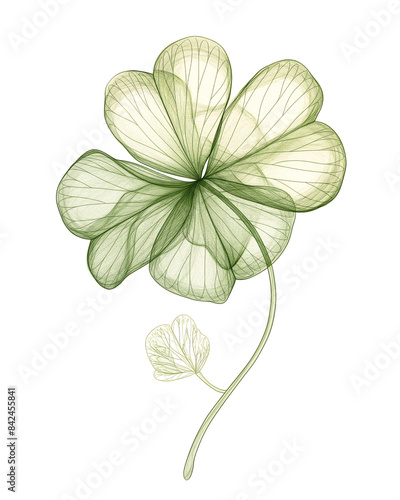 pencil color, four-leaf clover isolated on white background