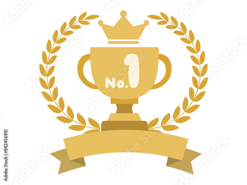 ランキング_優勝カップとリボンと月桂樹_No.1
