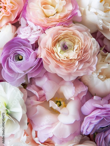 Close up of bridal bouquet  flower bouquets at the florist shop flowers in white orose tones photo