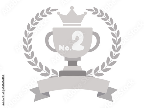 ランキング_優勝カップとリボンと月桂樹_No.2