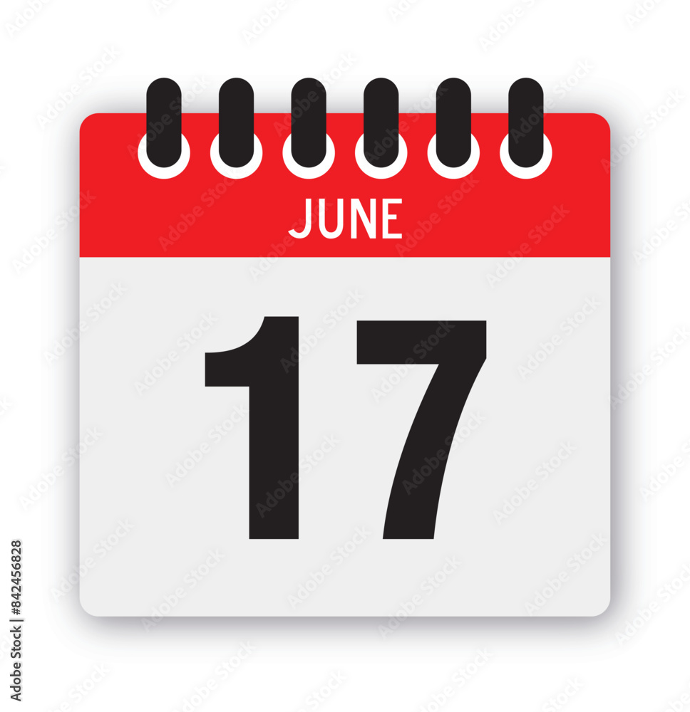 June, 17th calendar icon vector, concept of schedule, business, and tasks June, 17th calendar icon vector, concept of schedule, business, and tasks