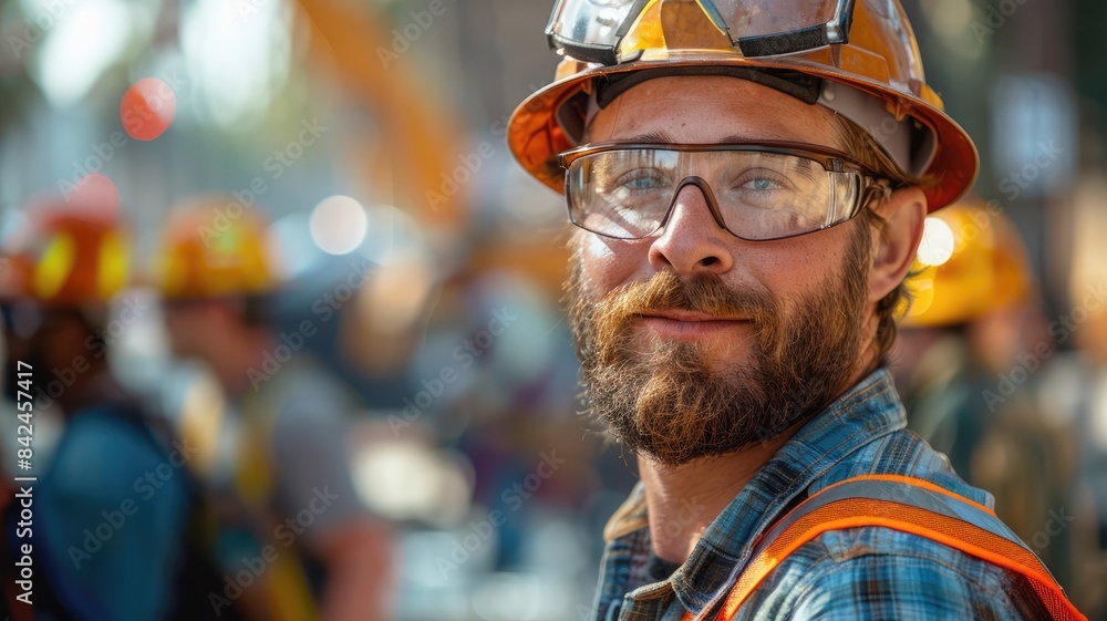 A Engineer in a safety vest is pointing at a machine A Engineer in a safety vest is pointing at a machine