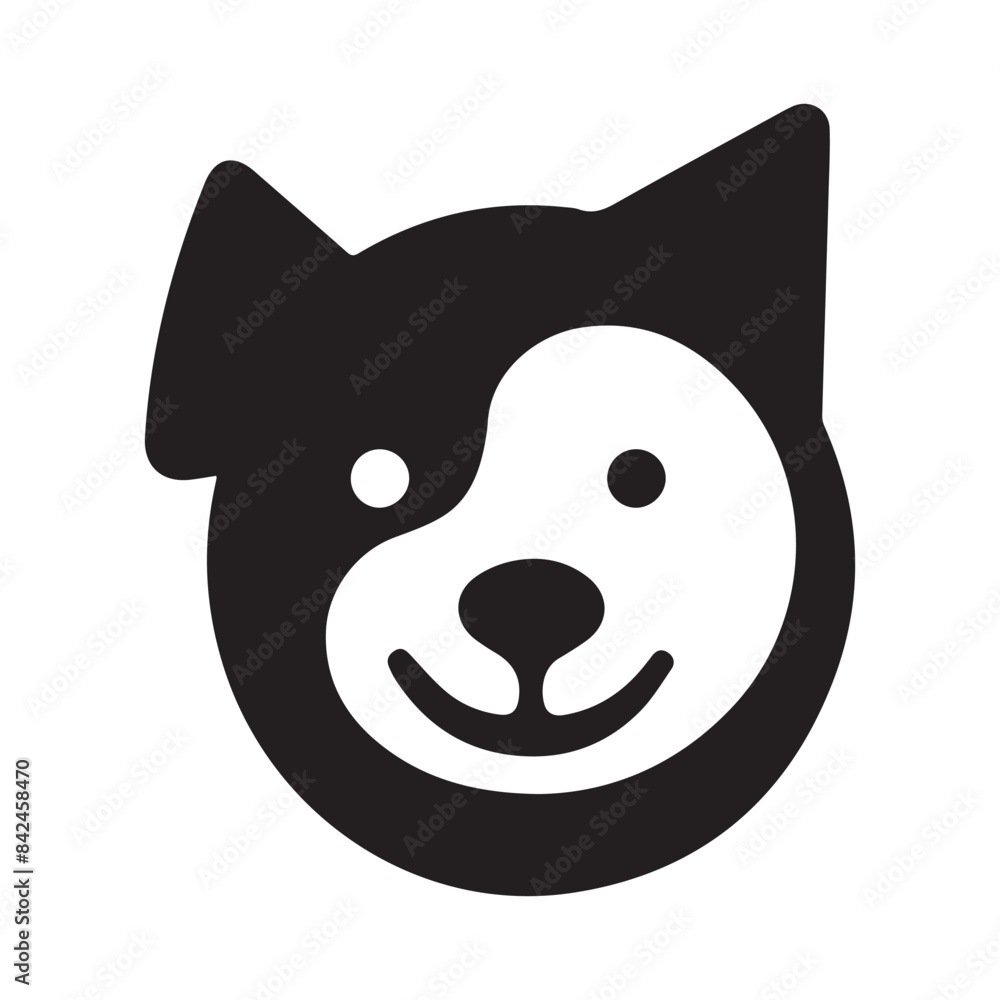 Simple dog head logo icon, black vector illustration on white background Simple dog head logo icon, black vector illustration on white background