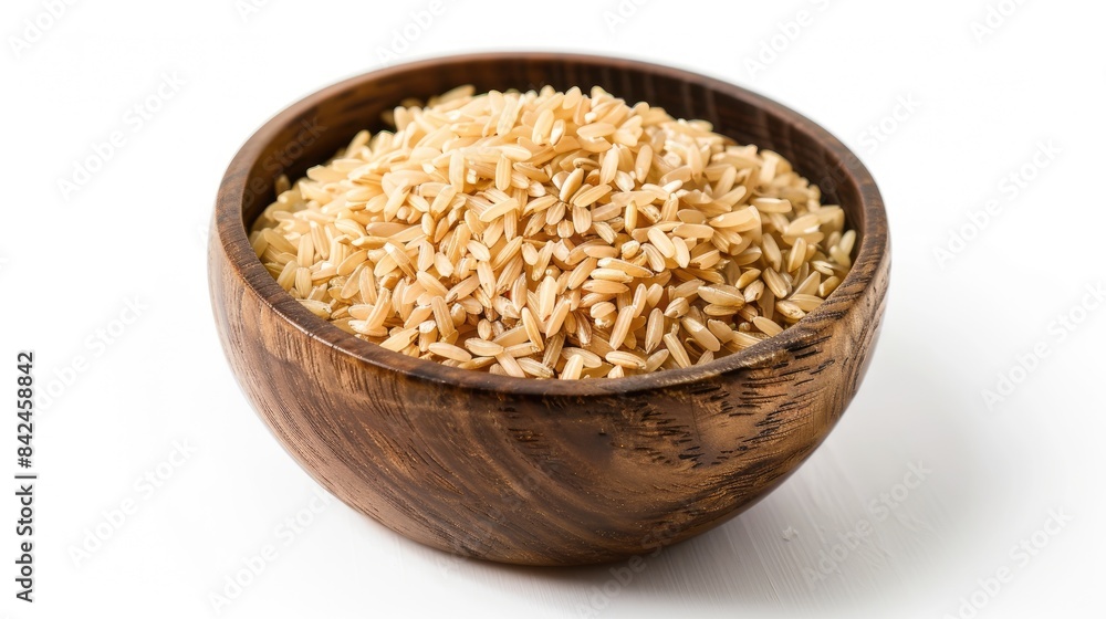 Brown Rice Flakes in a bowl on a white background Brown Rice Flakes in a bowl on a white background