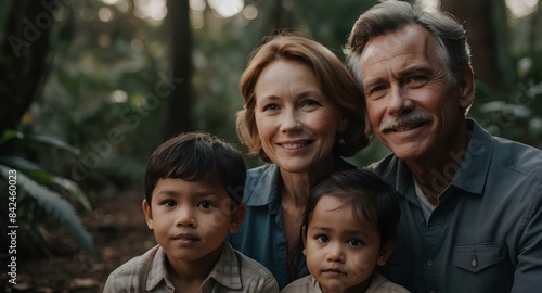 Happy family, smiling, boy, girl, father, mother, baby 