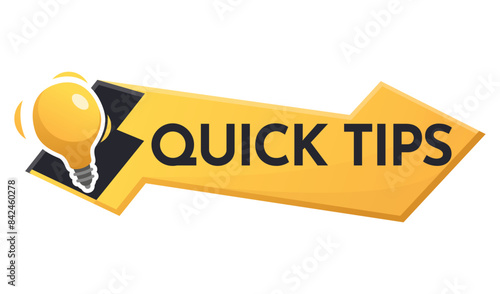 Quick tips icon or symbol with black and yellow color. Lightbulb element suitable for web. Vector illustration for helpful advice, tricks, solution or suggestion concept