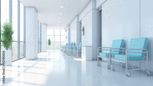 Empty modern hospital corridor