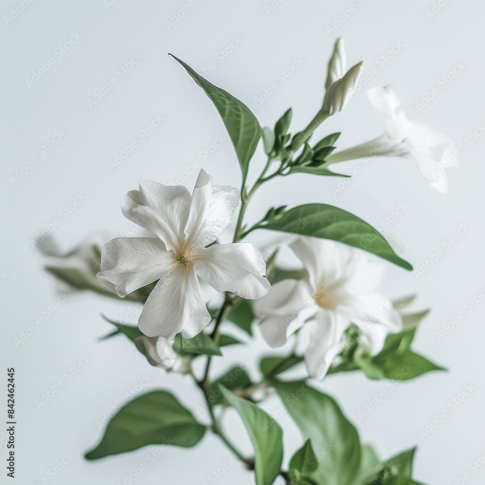 Fototapeta premium flower Photography, Jasminum sambac, Close up view, Isolated on white Background