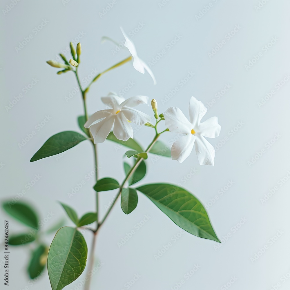 Fototapeta premium flower Photography, Jasminum sambac, Close up view, Isolated on white Background