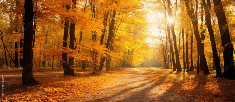 Assortment of vibrant autumn leaves in shades of green, yellow, orange, and red with a blank space for placing an image. Copy space image. Place for adding text and design Assortment of vibrant autumn leaves in shades of green, yellow, orange, and red with a blank space for placing an image. Copy space image. Place for adding text and design
