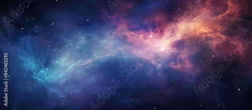 Nighttime astronomy photograph capturing the Milky Way galaxy and a star in the universe  a stunning outer space image with nebula features and ample room for adding text.