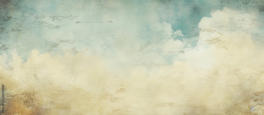 Obraz premium Vintage clouds in a halftone design on aged paper create a retro sky pattern, suitable for a copy space image.