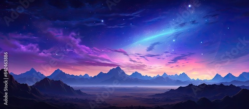 Vibrant night sky brimming with stars showcasing the Milky Way galaxy, offering a captivating copy space image.