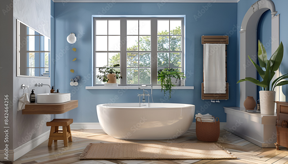 Elegant bathroom with stylish interior design, modern bath Elegant bathroom with stylish interior design, modern bath