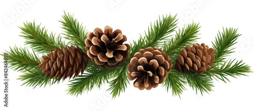 Pine cone displayed against a white backdrop with ample copy space image.