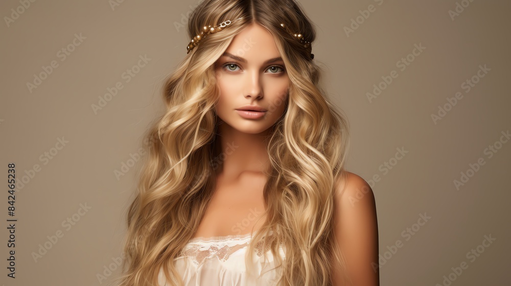 Naklejka premium A Loose waves with a boho headband