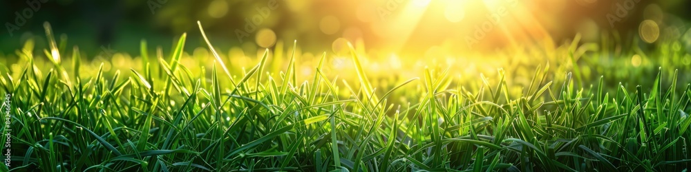 Green Grass Background. Sunny Summer Day in Park with Fresh Nature Growth Green Grass Background. Sunny Summer Day in Park with Fresh Nature Growth