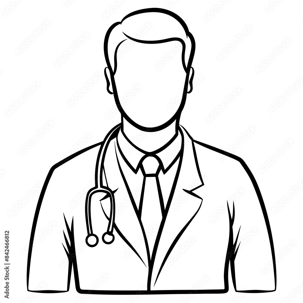 Doctor man vector illustration. Doctor in white coat. Stethoscope. Doctor man vector illustration. Doctor in white coat. Stethoscope.