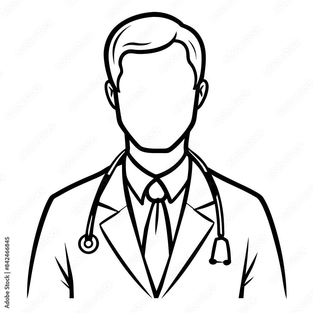Doctor man vector illustration. Doctor in white coat. Stethoscope. Doctor man vector illustration. Doctor in white coat. Stethoscope.