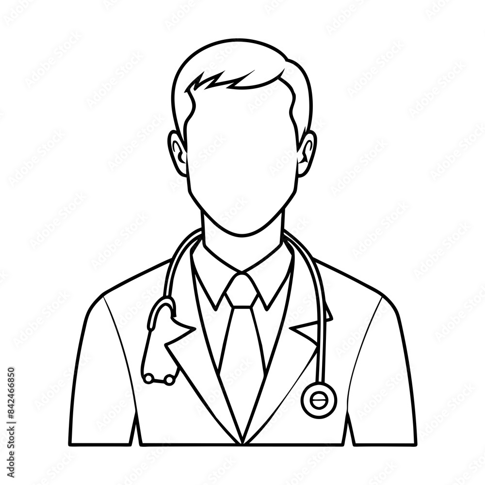 Doctor man vector illustration. Doctor in white coat. Stethoscope. Doctor man vector illustration. Doctor in white coat. Stethoscope.
