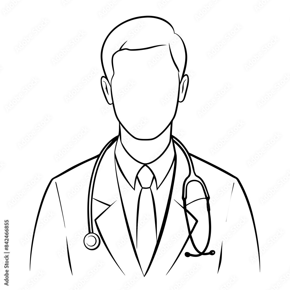 Doctor man vector illustration. Doctor in white coat. Stethoscope. Doctor man vector illustration. Doctor in white coat. Stethoscope.