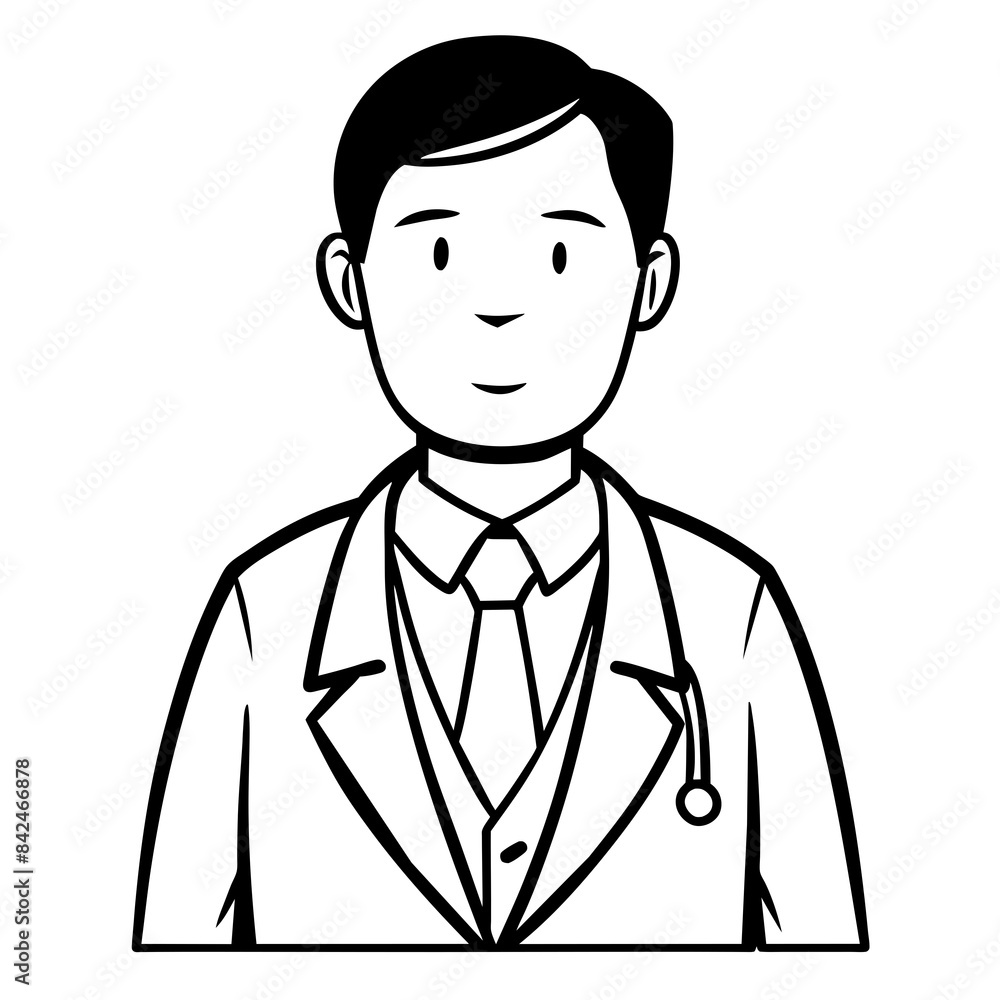 Doctor man vector illustration. Doctor in white coat. Stethoscope. Doctor man vector illustration. Doctor in white coat. Stethoscope.
