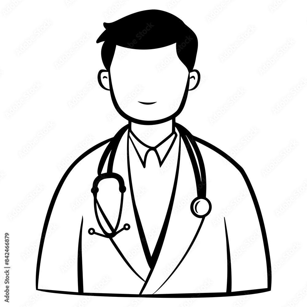 Doctor man vector illustration. Doctor in white coat. Stethoscope. Doctor man vector illustration. Doctor in white coat. Stethoscope.