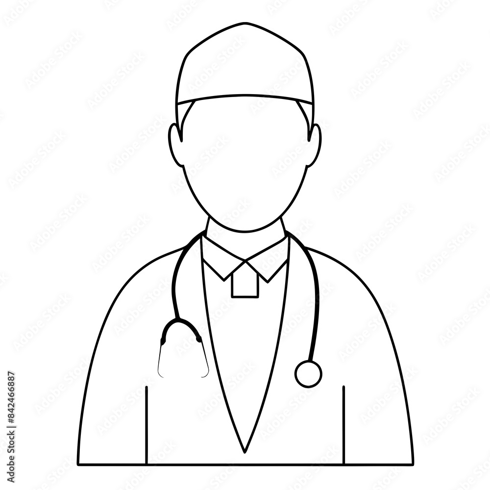 Doctor man vector illustration. Doctor in white coat. Stethoscope. Doctor man vector illustration. Doctor in white coat. Stethoscope.