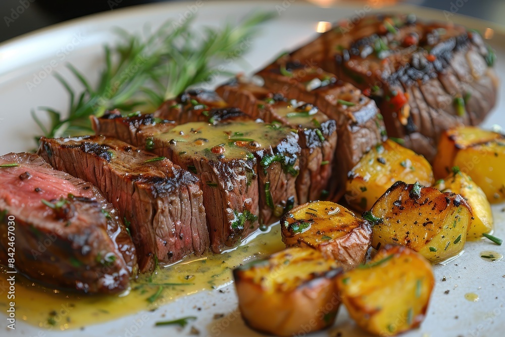 Chateaubriand A plate of Chateaubriand steak, perfectly cooked and sliced, served with béarnaise sauce and roasted vegetables. Chateaubriand A plate of Chateaubriand steak, perfectly cooked and sliced, served with béarnaise sauce and roasted vegetables.