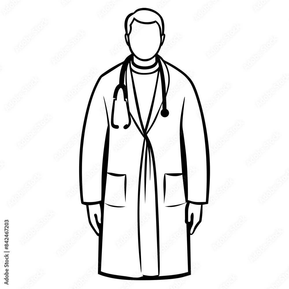 Doctor man vector illustration. Doctor in white coat. Stethoscope. Doctor man vector illustration. Doctor in white coat. Stethoscope.