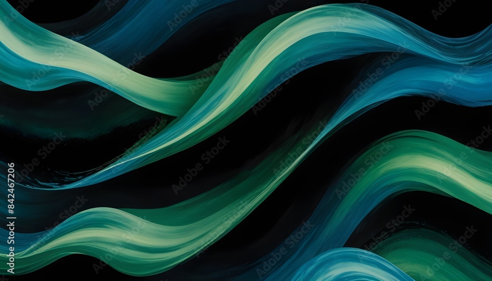 Smooth gradient background green black color abstract wave backdrop, banner poster header design
Smooth gradient background green black color abstract wave backdrop, banner poster header design