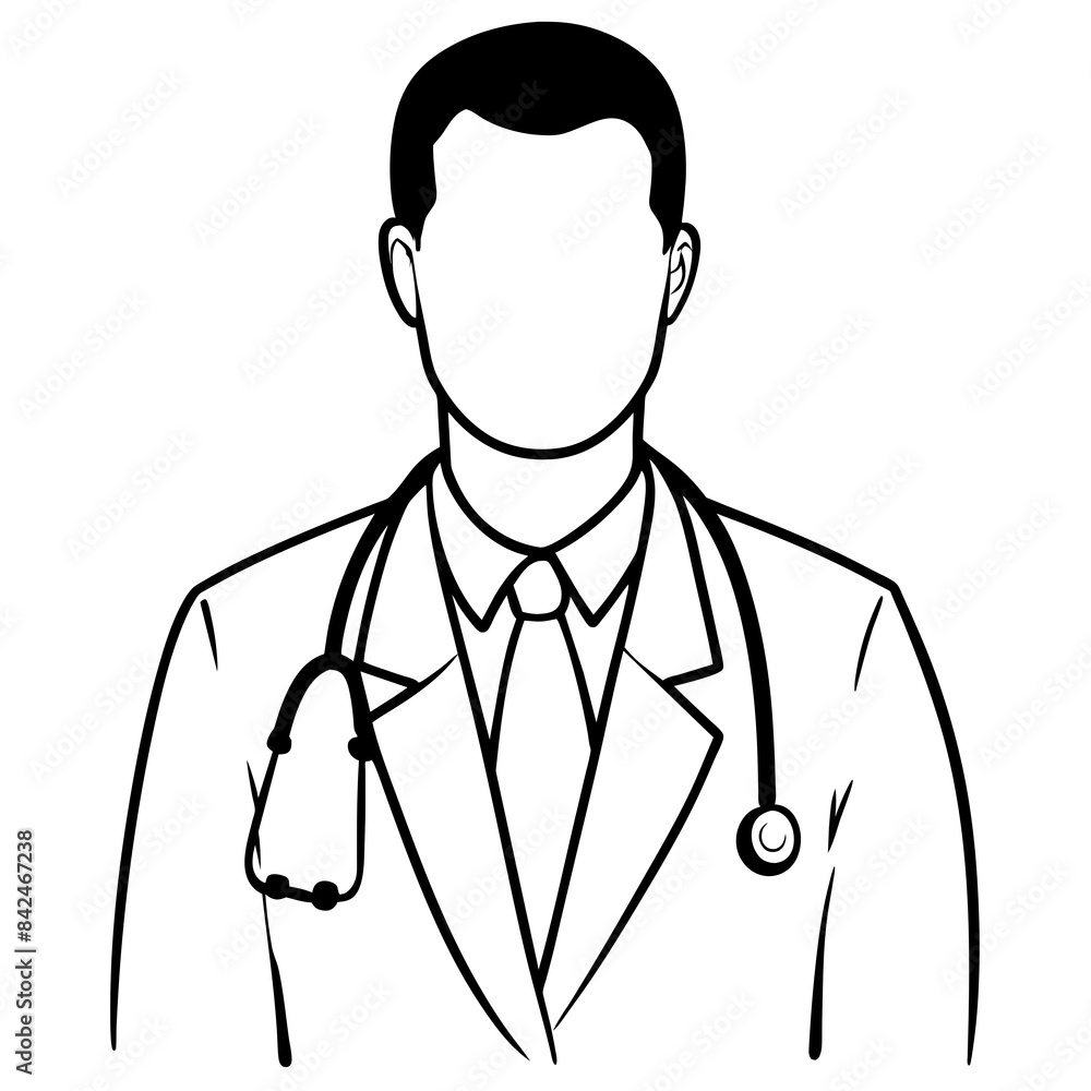 Doctor man vector illustration. Doctor in white coat. Stethoscope. Doctor man vector illustration. Doctor in white coat. Stethoscope.
