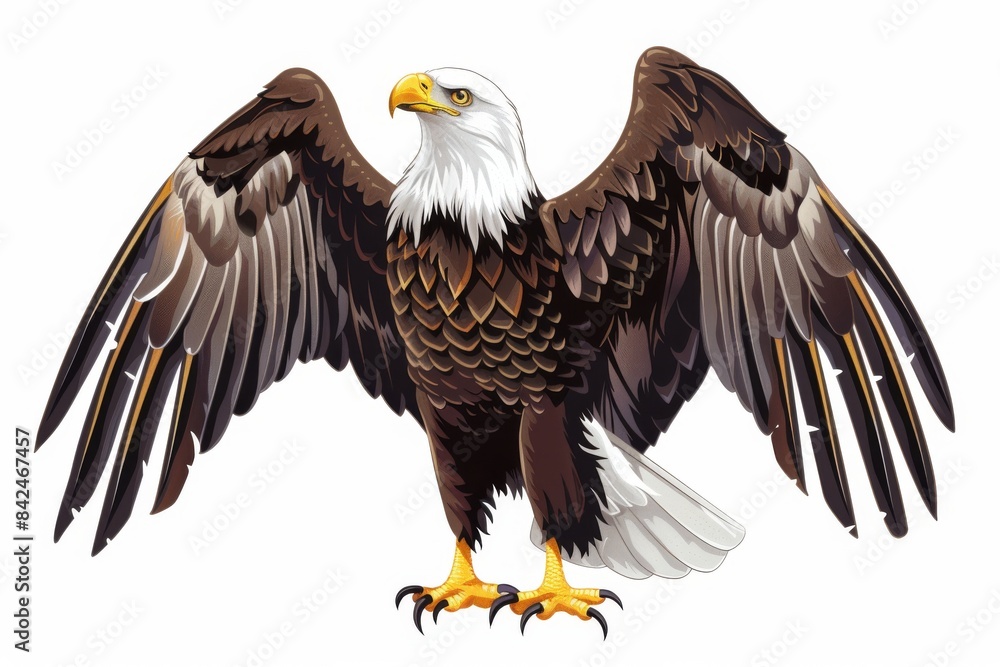 Obraz premium Illustration of a Bald Eagle With Wings Spread Wide