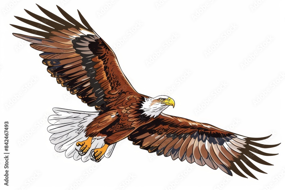 Obraz premium Brown And White Bald Eagle In Flight