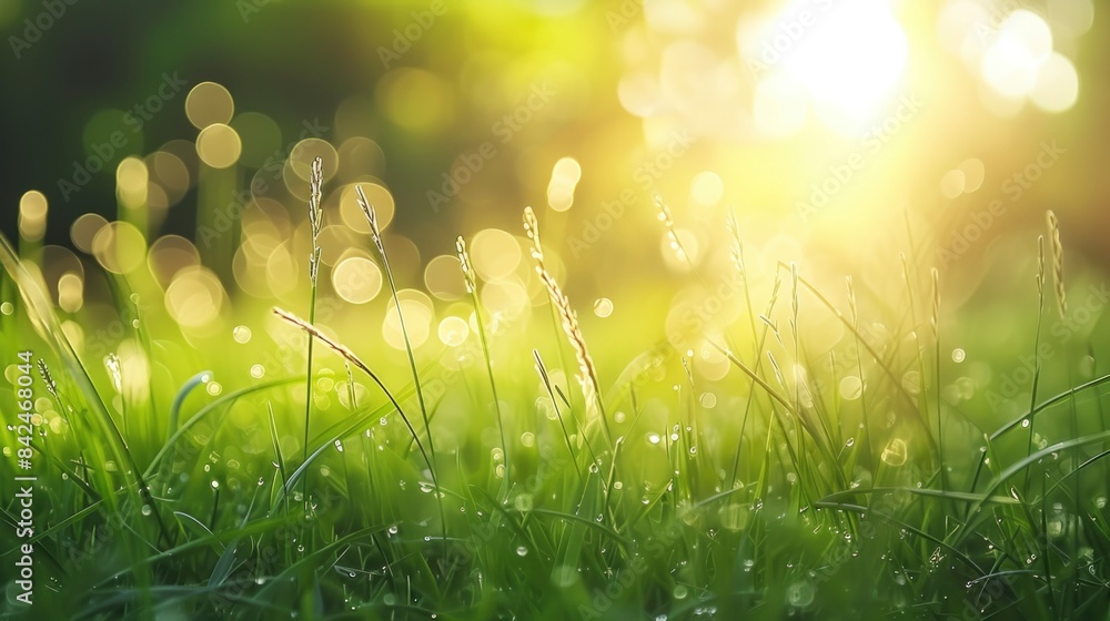 Obraz premium Vibrant grassland basking in the sunlight background