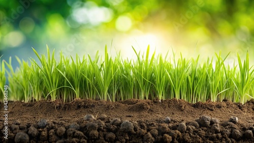 Set of green grass with soil mud on background, green, grass, soil, mud,natural, outdoor, environment, ecology, texture, earth, garden, plant, growth, organic, botany, fresh, vibrant